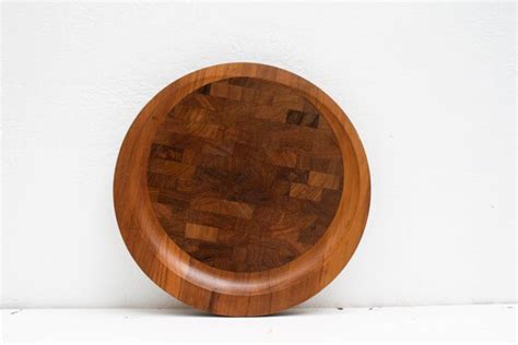 Large Vintage Teak Dansk Circular Round Staved Cutting Board
