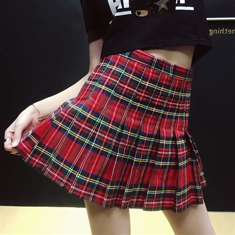2018 New Women Mini Skirts Pleated Plaid Grid Mini Skirts Harajuku Cute