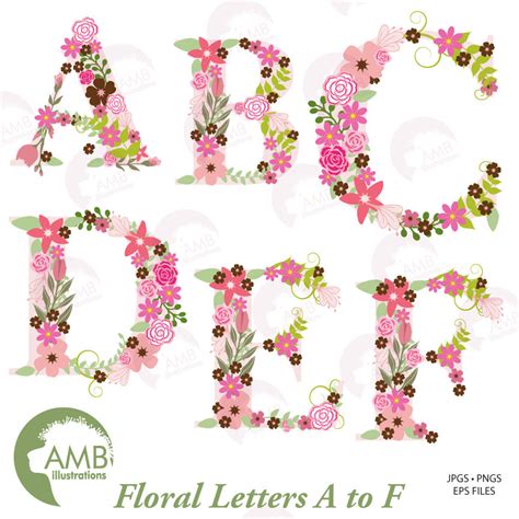 Floral Alphabet Clipart Alphabet Clipart Letters A To F Floral