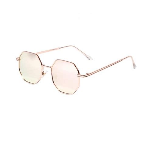 polarized metal polygon sunglasses stainless steel frames geometric hexagonal lens shade for