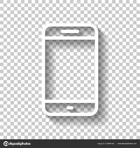 Simple Mobile Phone Icon Linear Symbol Thin Outline White