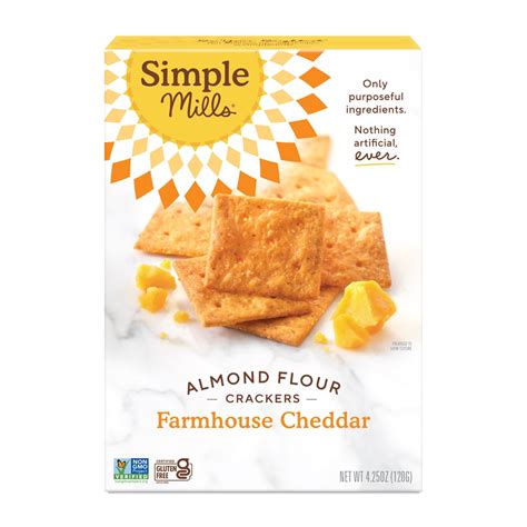 Simple Mills Almond Flour Crackers Gluten Free Farmhouse Cheddar 4