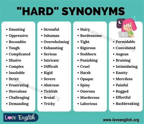 Another Word For Hard List Of 50 Synonyms For Hard With Examples Love English