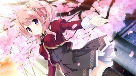 Cherry Blossoms Flowers Game Cg Kimishima Ao Komine Manami Petals Pink