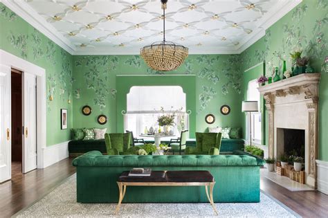 Room Crush A Decadent Designer Green On Green On Green Living Room