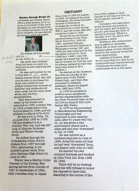 Man Writes Own Obituary