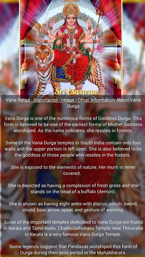 Vana Durga Importance Image Other Information About Vana Durga