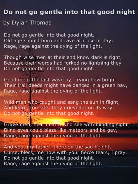 Do Not Go Gentle Into That Good Night Poem By Dylan Thomas Flickr