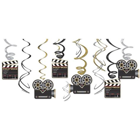 Clapboard Hollywood Swirl Decorations 12ct Hollywood Party