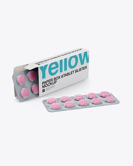 Download Open Tablet Blisters & Paper Box PSD Mockup Half Side View - Ui Mockups Online