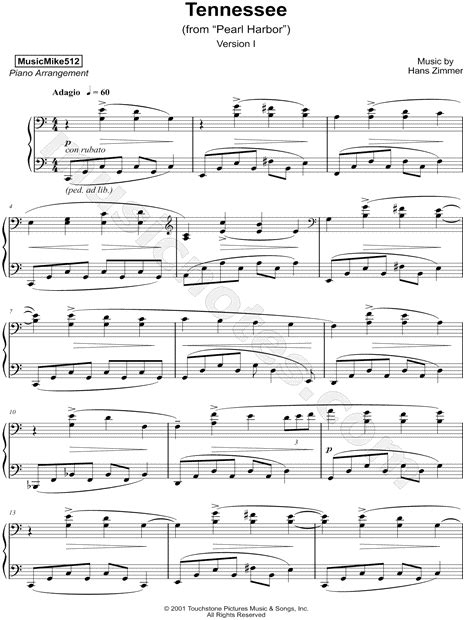Printable jazz pdf score is easy to learn to play. MusicMike512 "Tennessee Version I" Sheet Music (Piano ...