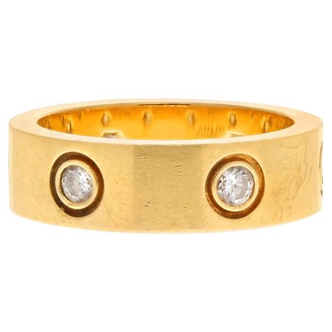 Vintage 18 Karat Yellow Gold Cartier Ring With Princess Cut Diamonds At