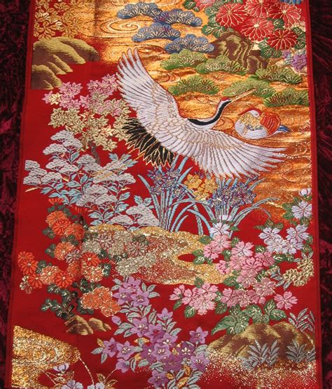 Embroidery Japanese Kimono Vintage Japanese Crane Embroidery Thigh