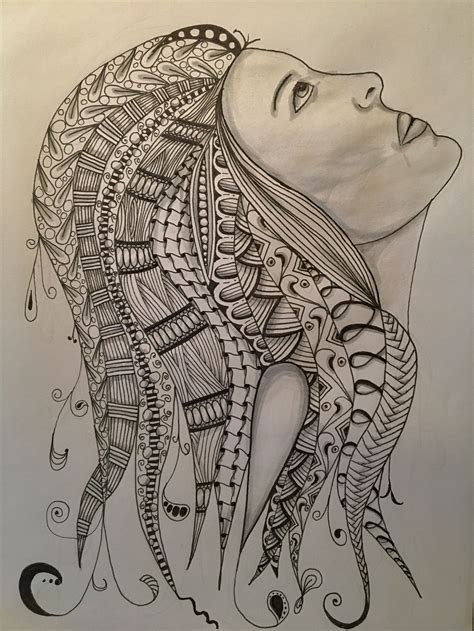 Gezicht Zentangle Humanoid Sketch Art Face