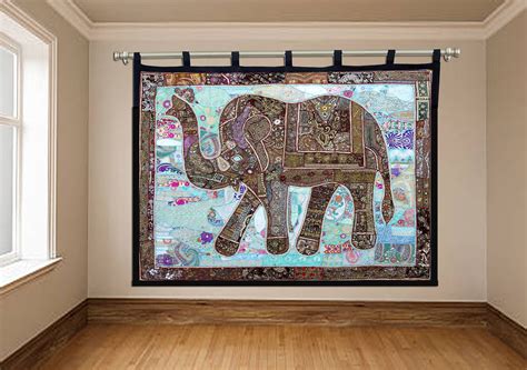 Buy fine art, growth charts, peel & stick wall decals, lamps. Elephant Wall hanging Vintage Patchwork Cotton Large Tapestry Bohemian Handmade Beaded ...