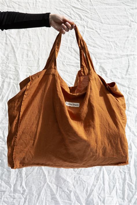 Carry Your Market Finds In Our Perfect Ochre French Linen Carry All Bag