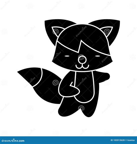 Fox Cute Icon Vector Illustration Black Sign On Isolated Background