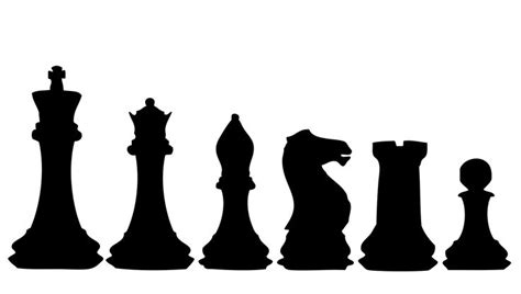 The Silhouettes Of Chess Pieces On A White Background