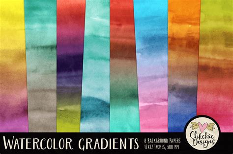 Watercolor Gradient Background Paper Pack By Clikchic Designs