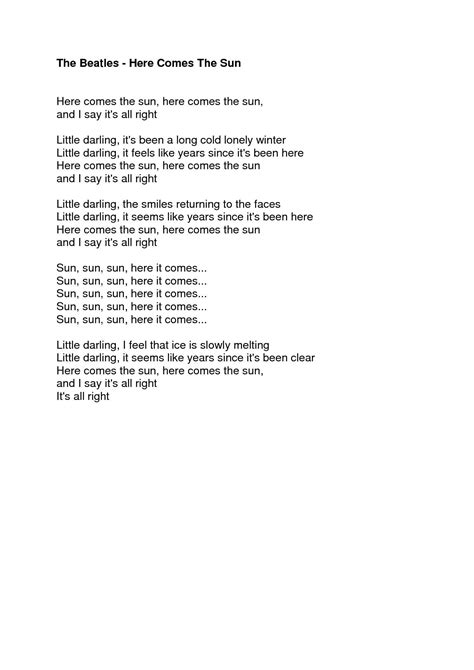 Here Comes The Sun The Beatles Lyrics Music Lyrics