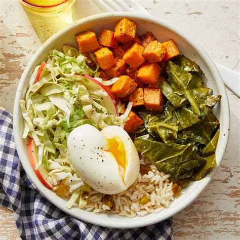 Carry over cooking is real and if you just drain the eggs (or even worse, leave them in the hot water) your eggs. Southern-Style Rice Bowl with Sweet Potatoes, Collard ...