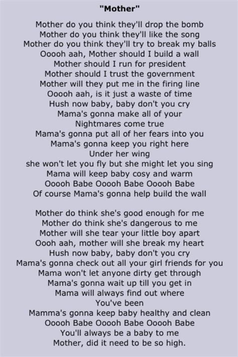 The Mother Song Lyrics