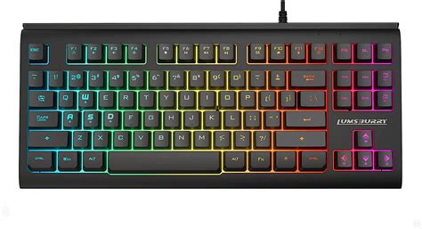 Rainbow Led Backlit 87 Keys Gaming Keyboard Compact
