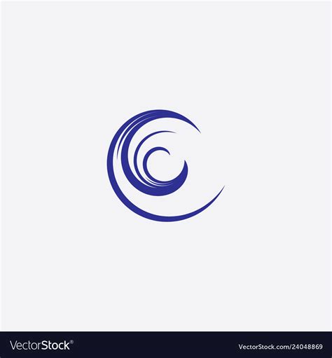 Water Wave Letter C Icon Symbol Royalty Free Vector Image