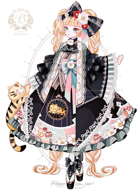 Safebooru 1girl 2022 Absurdres Akeome Aqua Eyes Black Dress Black Kimono Blonde Hair Chinese
