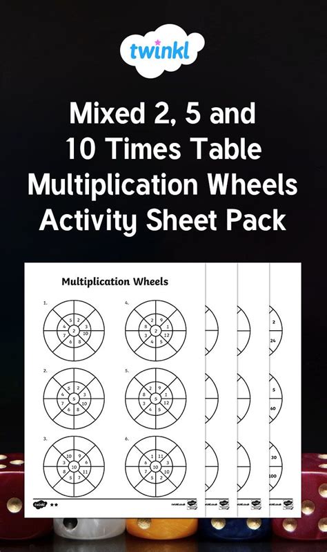 Mixed 2, 5 and 10 Times Table Multiplication Wheels Worksheet Pack
