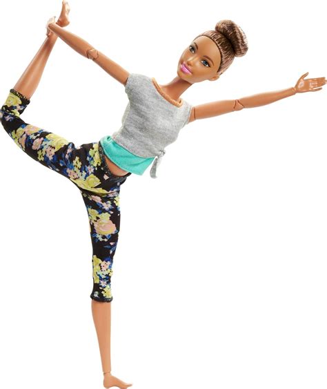 Barbie Made To Move Poupée Articulée Fitness Ultra Flexible Brune Legging à Fleurs Jaunes Et 22