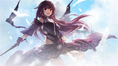 Wallpaper 1889x1062 Px Anime Girls Black Hair Clouds Feathers Flying Long Hair Sky