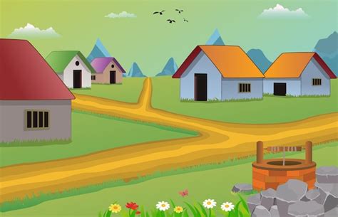 Village Scene Of Clipart