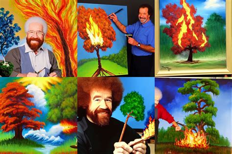 A Photo Of Bob Ross Painting His Timeless Masterpiece Stable