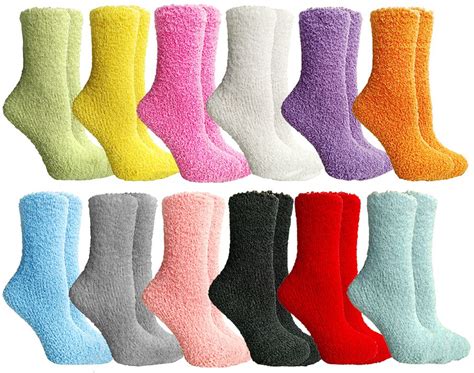 12 Units Of Yacht And Smith Womens Solid Colored Fuzzy Socks Assorted