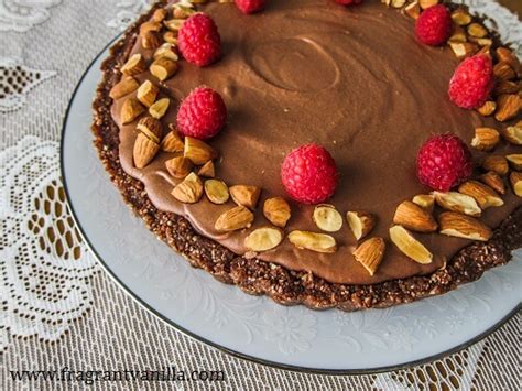 This baby is sweet, yet not overly so. Vegan Chocolate Almond Raspberry Mousse Tart | Fragrant ...