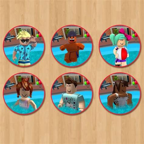 Roblox Pool Party Party Cupcake Toppers Pool Party Roblox Etsy In