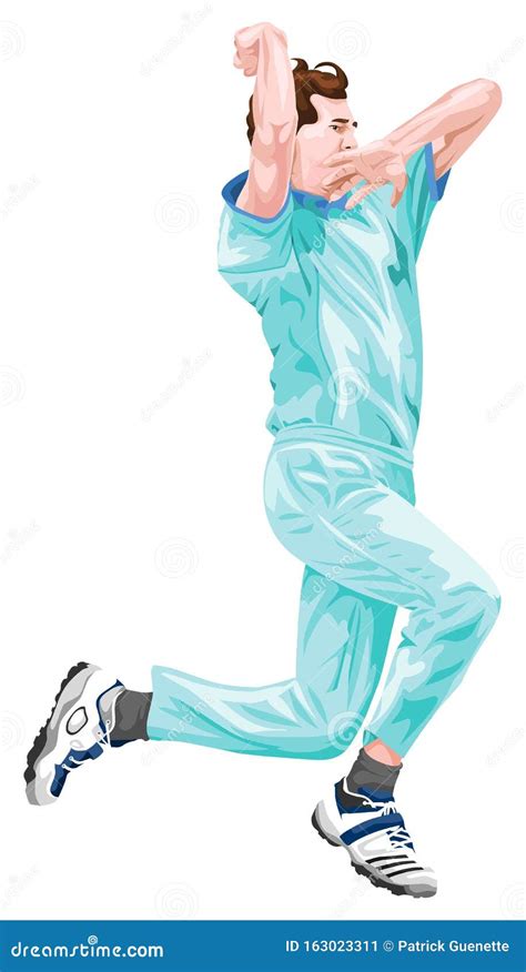 Vector Of Cricket Bowler In Action Stock Vector Illustration Of Match