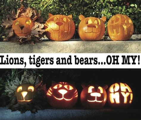 Pumpkin Carving Lions Tigers And Bearsoh My Using Fallen Leaves