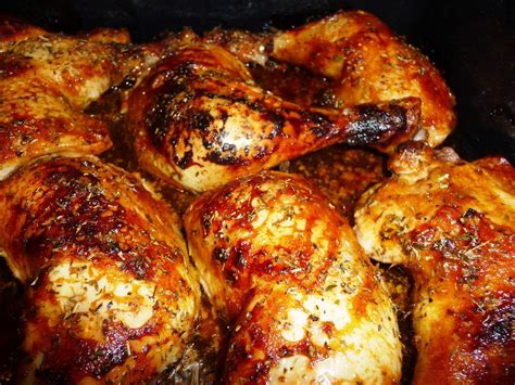 Cuisses de poulet marinées et rôties
