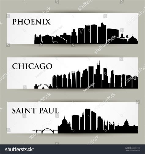 Us Cities Skylines Vector Illustration Stock Vector Royalty Free