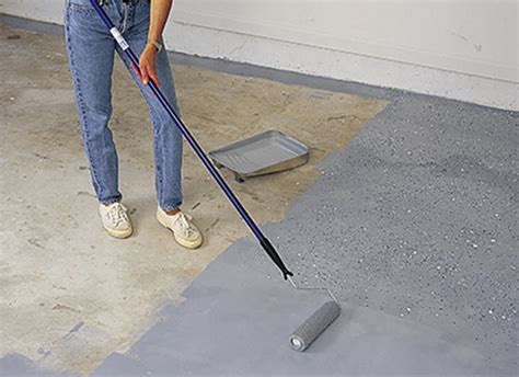 Lowes paint staff said the exterior or concrete floor paint products are not meant to be for indoors. Concrete Floor Coating Buying Guide at Menards®