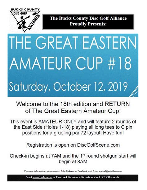 The Great Eastern Amateur Cup 18 2019 Bucks County Disc Golf
