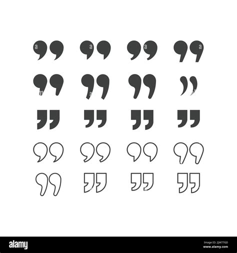 Quotes Quotation Marks Black Isolated Vector Icon Set Speech Mark