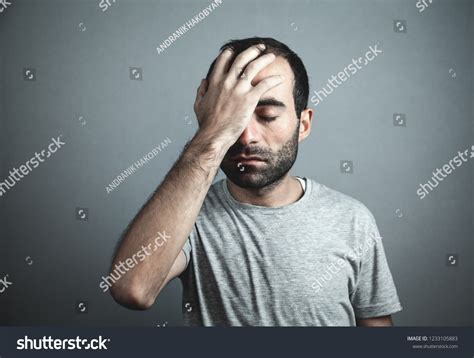 Caucasian Depressed Man Stress Concept Stock Photo 1233105883