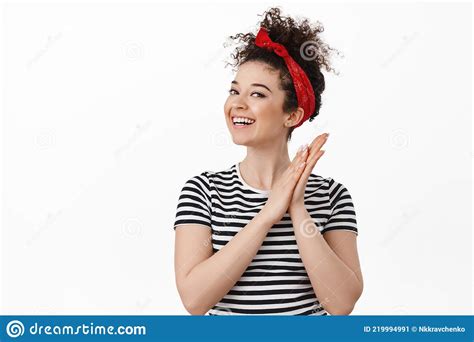 Lets Get To Business Smiling Determined Woman Rub Hands And Look Pleased Have Interesting Idea