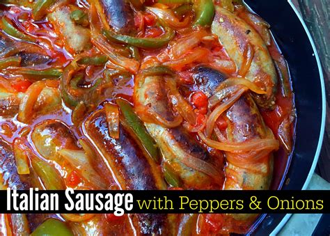 Once finished, put 3 or 4 sausage pieces on a roll, top with peppers, onions and tomatoes, and enjoy. Italian Sausage with Peppers & Onions - Aunt Bee's Recipes