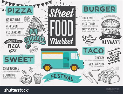 Street Food Festival Menu Design Template Stock Vector 620174759