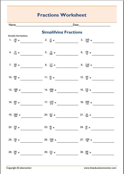 Print the worksheets in pdf format. Free Math Worksheets | Simplify Fractions 5th Grade