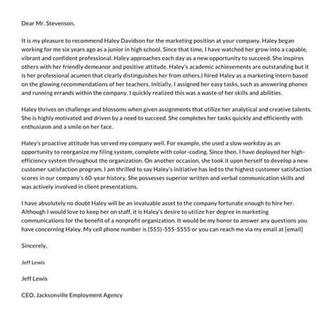 FREE Internship Letter Of Recommendation Templates With Examples